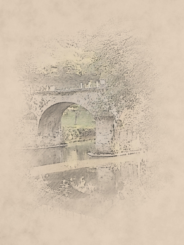Le Pont sur le Viaur, dessin artistique réalisé à partir d'une photographie